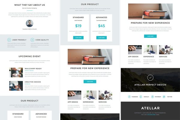 Download Atellar - Responsive Email + StampReady Builder Atellar is clean and modern email template is awesome design for your corporate and business email.