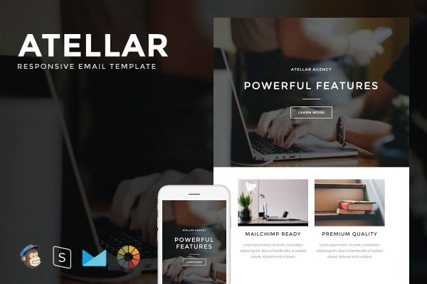 Download Atellar - Responsive Email + StampReady Builder Atellar is clean and modern email template is awesome design for your corporate and business email.