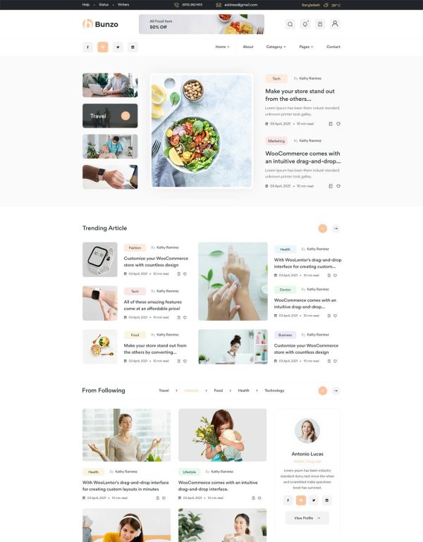 Download Bunzo - Blog Bootstrap 5 HTML Template Bunzo is a great option that you will not want to miss to establish your blog website.