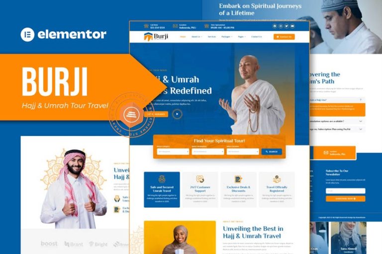 Download Burji - Hajj & Umrah Tour Travel Elementor Template Kit