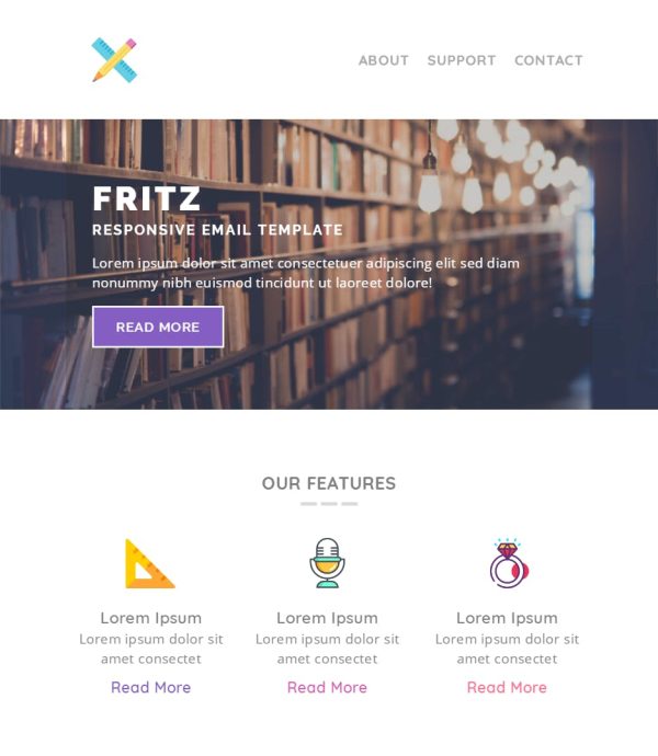 Download Fritz Responsive Multipurpose Email Template Fritz Responsive Multipurpose Email Template, very easy to edit, Fits in any device.