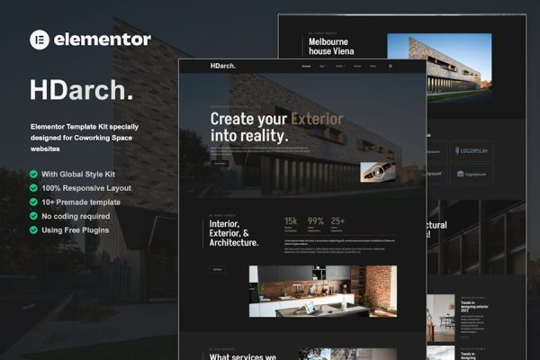 Download HDarch - Architecture & Interior Elementor Template Kit