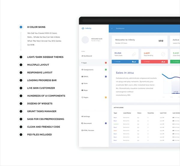 Download Infinity - Responsive Web App Kit admin, app, application, bootstrap, charts, crm, D3, dashboard, kit, panel, Ra-Themes, software, ui