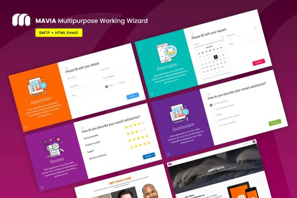 Download Mavia - Multipurpose Form Wizard Complete & Easy Form Wizard. Registration, Reservation, Questionare or Reviews Wizard.