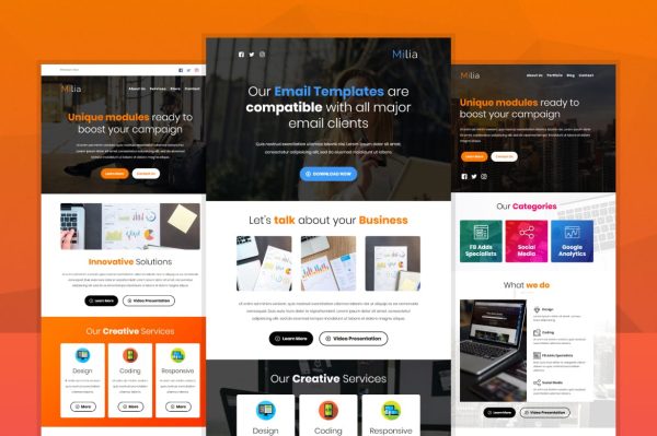 Download Milia - Responsive Email with 100+ Modules Create beautiful responsive e-mail templates for promoting your e-shop, business & services