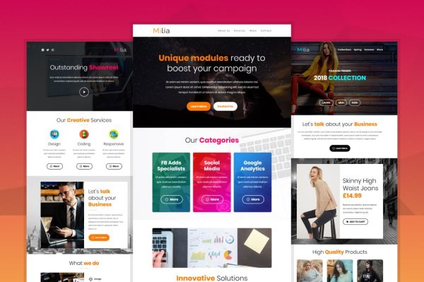 Download Milia - Responsive Email with 100+ Modules Create beautiful responsive e-mail templates for promoting your e-shop, business & services