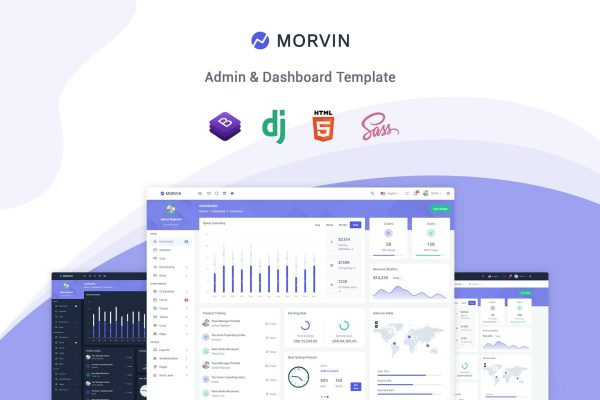 Download Morvin - Django Admin & Dashboard Template Morvin – is a clean and elegant admin template created using Bootstrap 5 and Django.