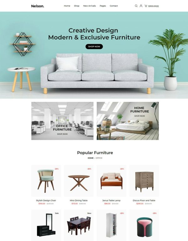 Download Nelson - Furniture Store eCommerce HTML Template Nelson comes with a variation of 39+ HTML pages where there are 2 unique home versions.