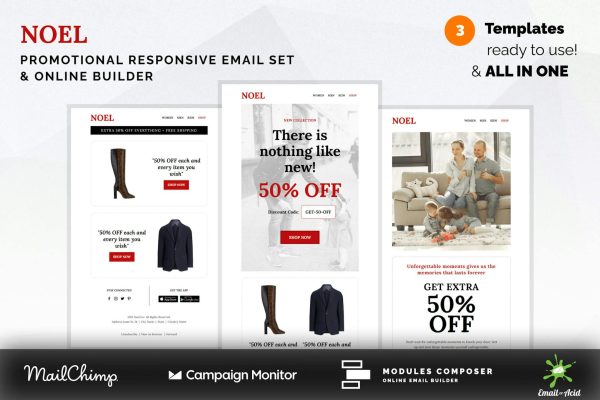 Download Noel - Promotional Email Templates Set Noel - Promotional Email Templates Set with Online Builder