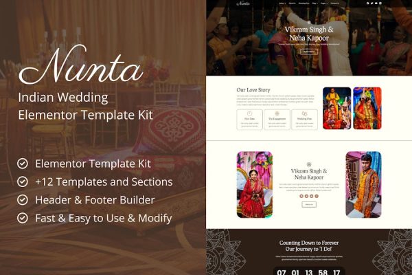 Download Nunta - Cultural Wedding Elementor Template Kit