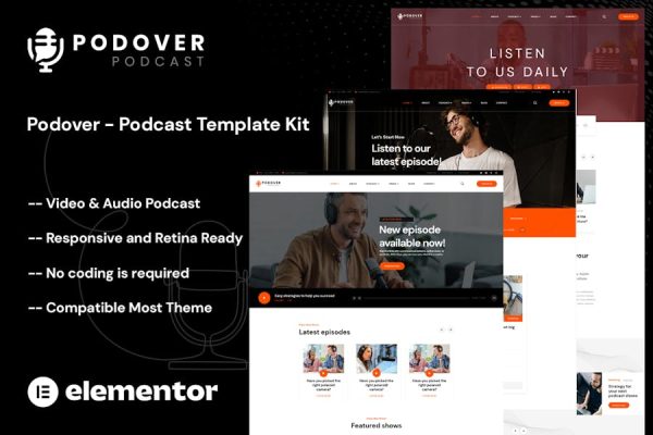 Download Podover - Podcast Elementor Template Kit