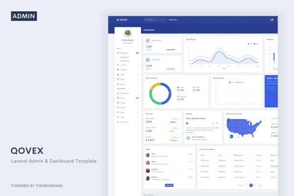 Download Qovex - Laravel Admin & Dashboard Template Qovex Laravel is a fully featured premium admin dashboard template in the Laravel 7+ template