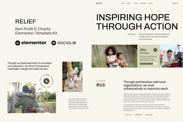 Download Relief - Non Profit & Charity Elementor Template Kit