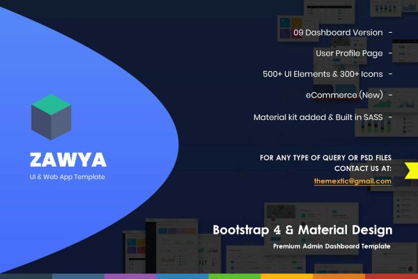 Download Zawya - Bootstrap 4 & Material Design Admin Panel Responsive admin template based on Material Design and Bootstrap 4 with unlimited possibilities.