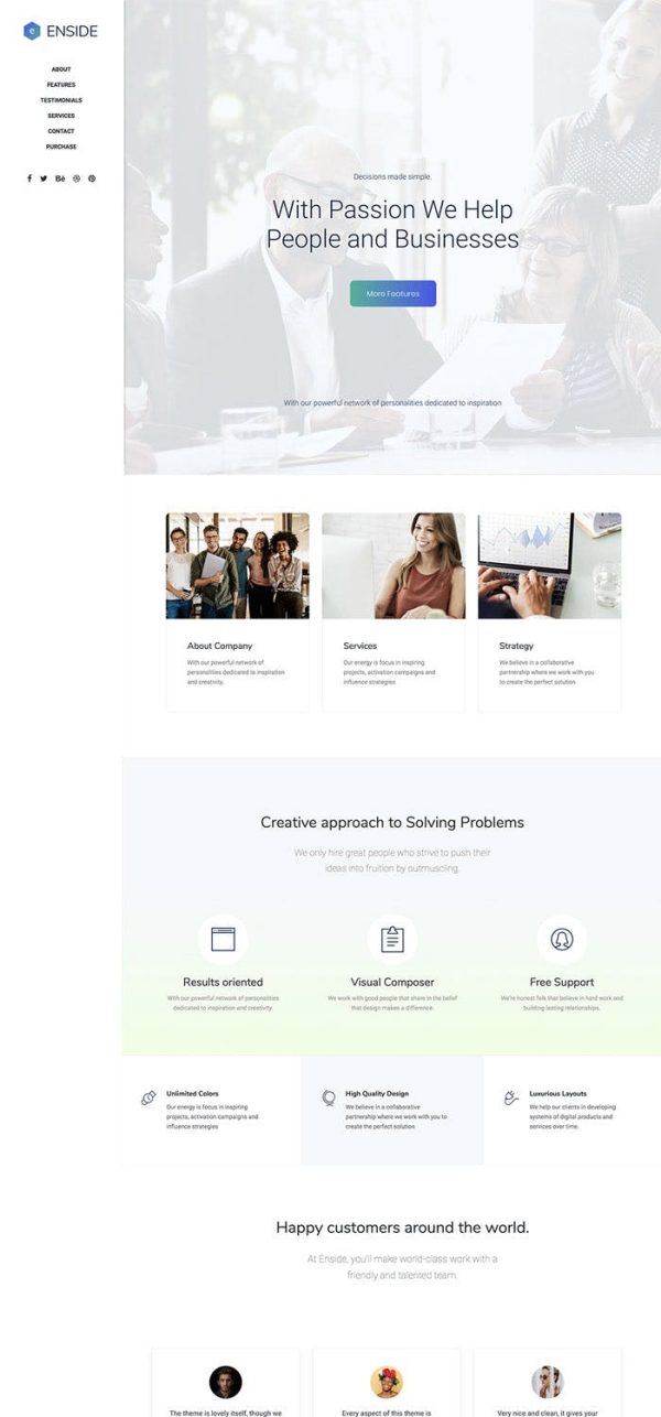 Download Enside - Multipurpose Onepage WordPress theme WordPress theme makes it easier than ever to build a stunning onepage or landing site