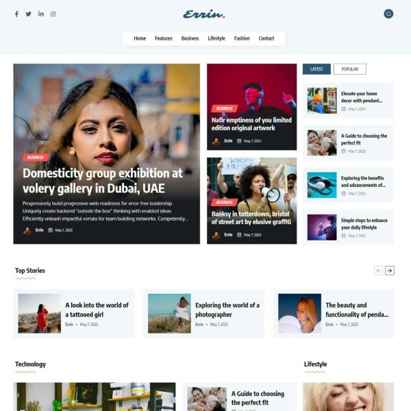 Download Errin - Newspaper & Personal Blog WordPress Theme Discover the Perfect Newspaper & Personal Blog WordPress Theme for Your Online Publishing Needs