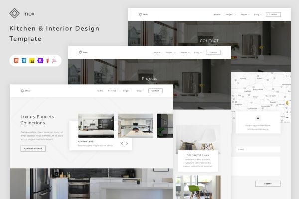 Download inox - Kitchen & Interior Design Template architect, architecture, building, construction, decor, estate, furniture, house, house design, html