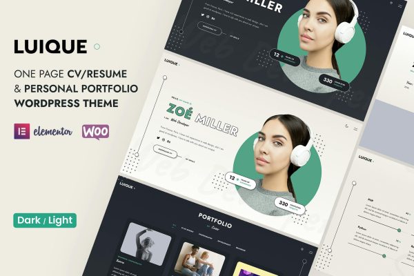 Download Luique - Personal Portfolio WordPress Theme Personal Portfolio WordPress Theme, CV Resume Theme, Elementor Page Builder, Dark & Light Skin