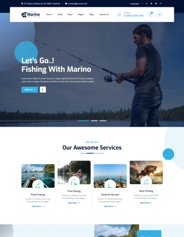 Download Marino - Fishing & Sea Hobby WordPress Theme Fishing Solution And Service WordPress Theme is specially designed for fishing club and sea club