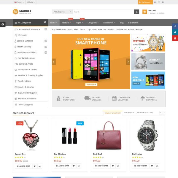 Download Market - Multipurpose eCommerce HTML Template Clean, modern and multipurpose HTML Template