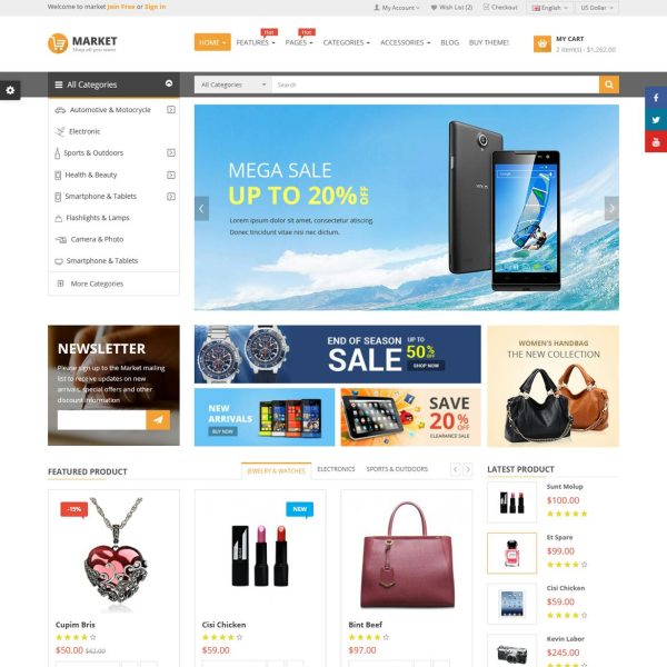 Download Market - Multipurpose eCommerce HTML Template Clean, modern and multipurpose HTML Template