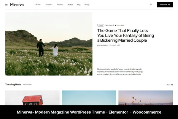 Download Minerva - Modern Blog WordPress Theme Elementor Modern News Magazine WordPress theme High Google Page Speed, Shop