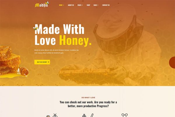 Download Modhu - Beekeeping and Honey WordPress Theme beekeeper, beekeeping, food, healthy food, honey, honey production, honey shop, organic, organic fo