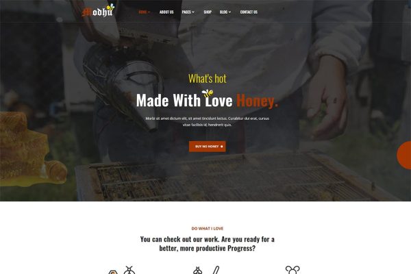 Download Modhu - Beekeeping and Honey WordPress Theme beekeeper, beekeeping, food, healthy food, honey, honey production, honey shop, organic, organic fo