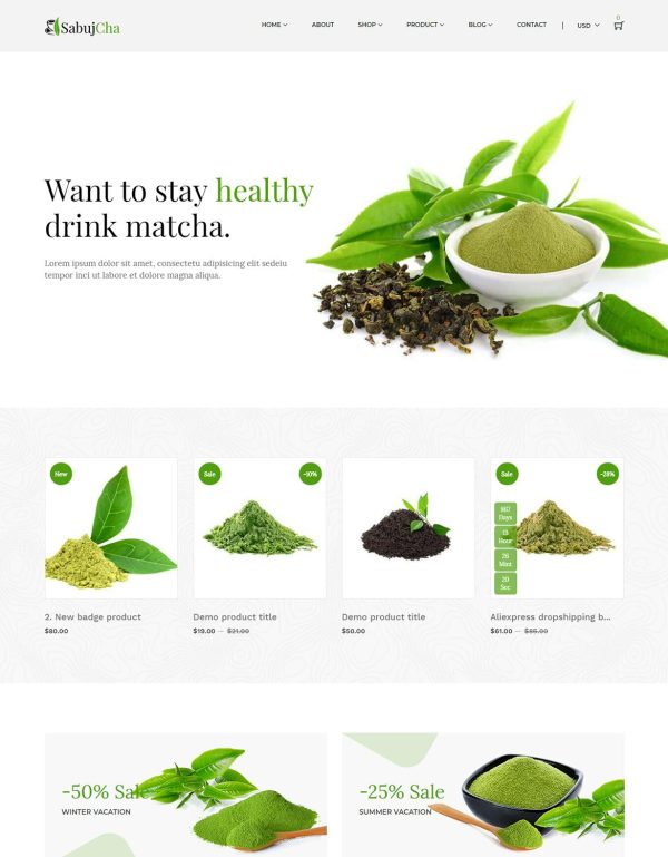 Download Sabujcha - Matcha Shopify Theme Sabujcha – Matcha Shopify Theme is the best eCommerce theme to promote your products