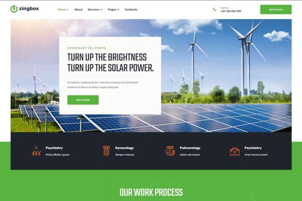 Download Zingbox – Wind & Solar Energy HTML Template alternative energy, bio energy, eco, ecology, environment, green energy, natural, organic, recyclin