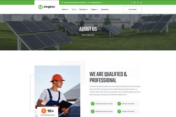 Download Zingbox – Wind & Solar Energy HTML Template alternative energy, bio energy, eco, ecology, environment, green energy, natural, organic, recyclin