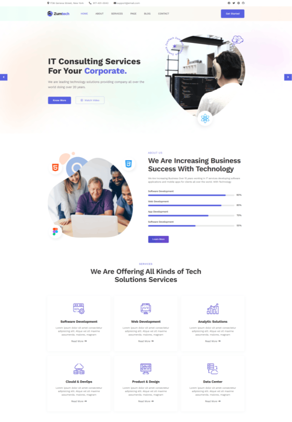 Download Zumtech IT Solutions & Technology WordPress Theme Technology, IT, Agency, Startup WordPress Theme