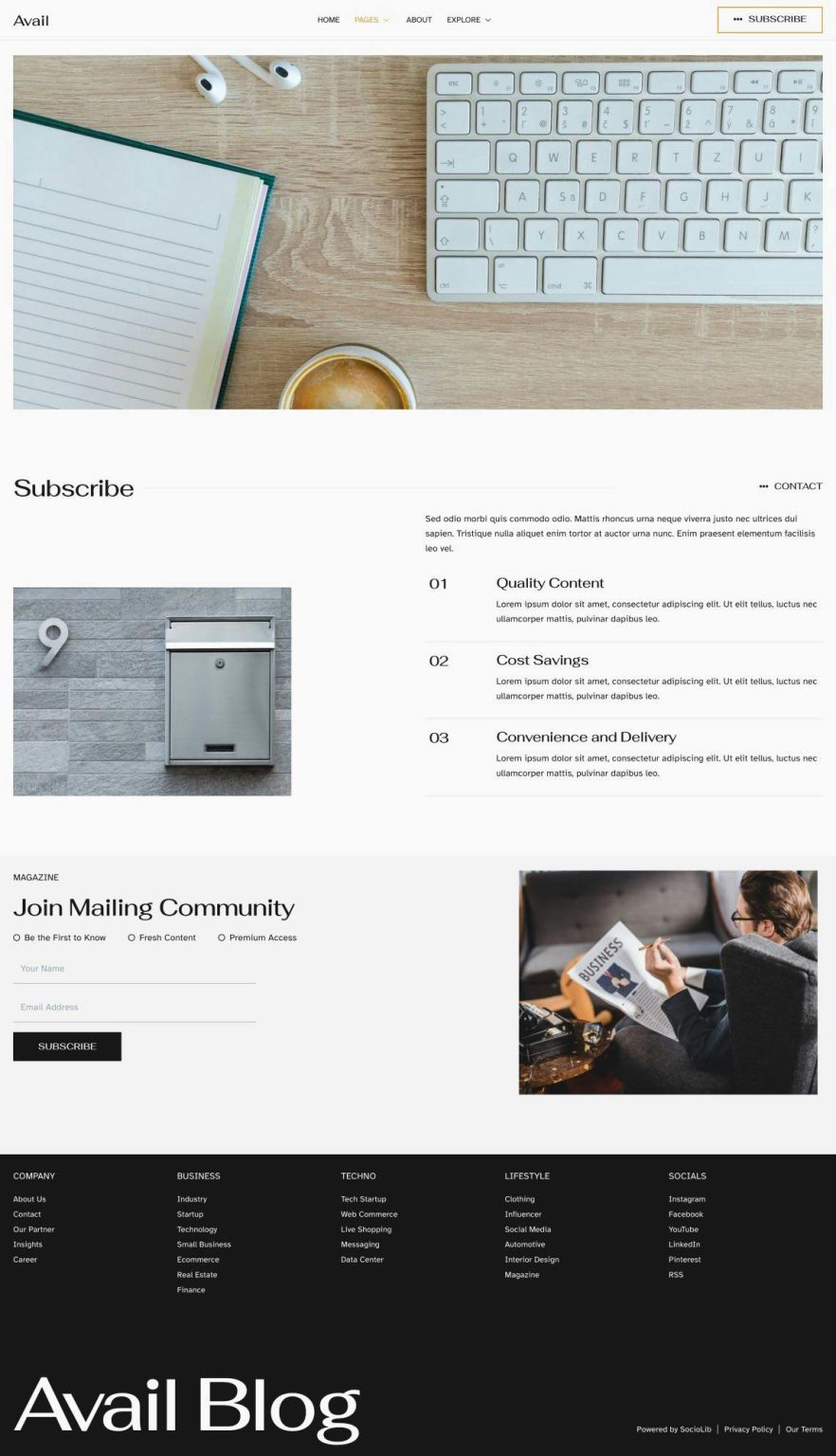 Download Avail - Modern Blog & Magazine Elementor Template Kit