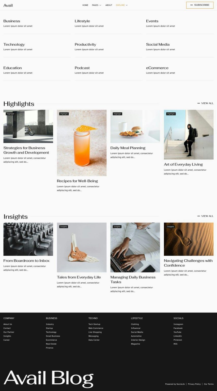 Download Avail - Modern Blog & Magazine Elementor Template Kit