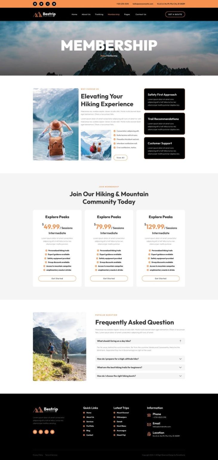 Download Bestrip - Hiking & Mountain Elementor Template Kit