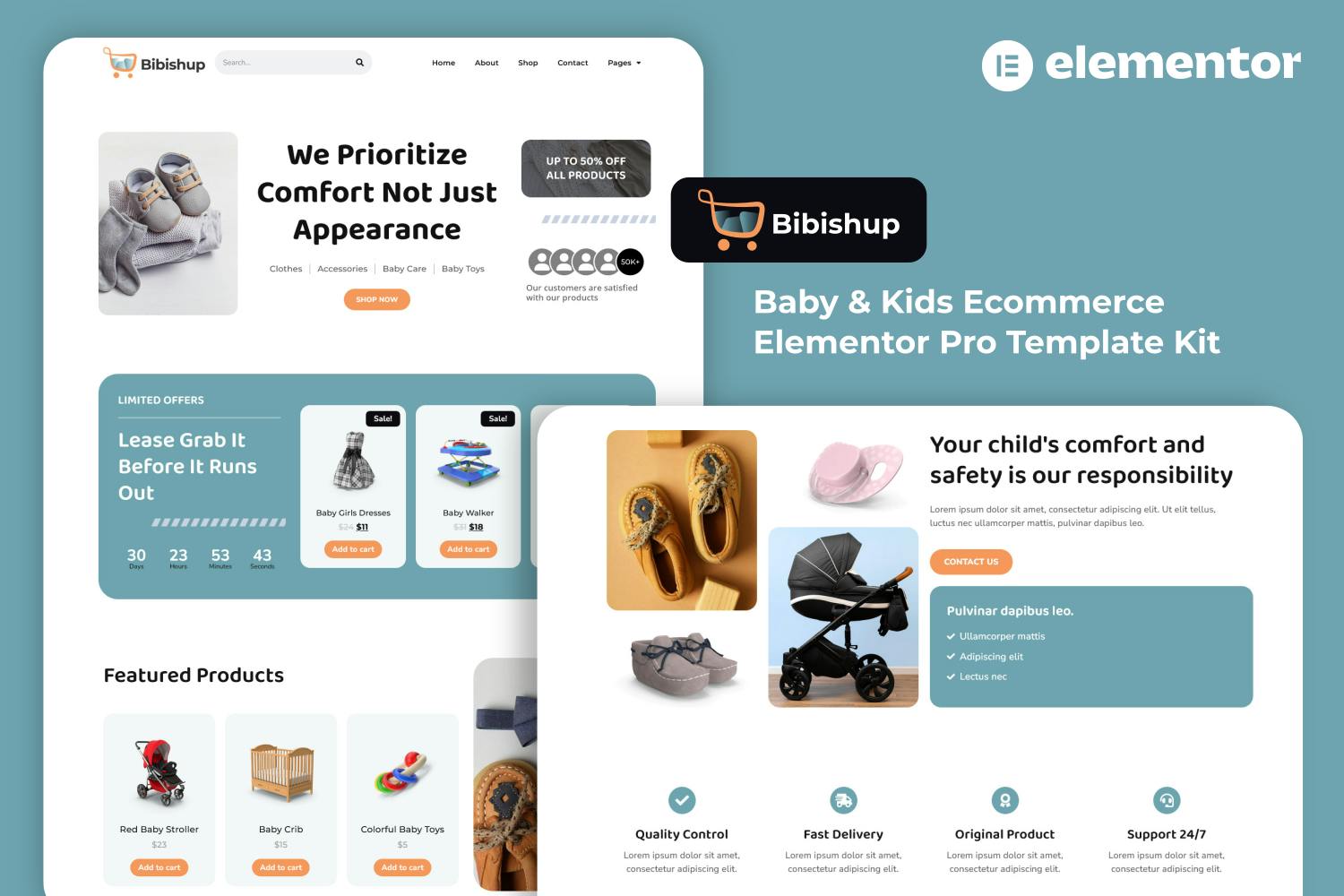Download Bibishup - Baby & Kids Ecommerce Elementor Pro Template Kit
