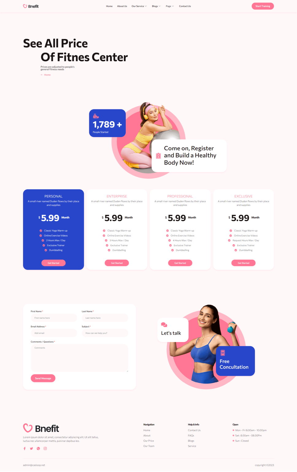 Download Bnefit - Gym & Fitness Center Elementor Template Kit