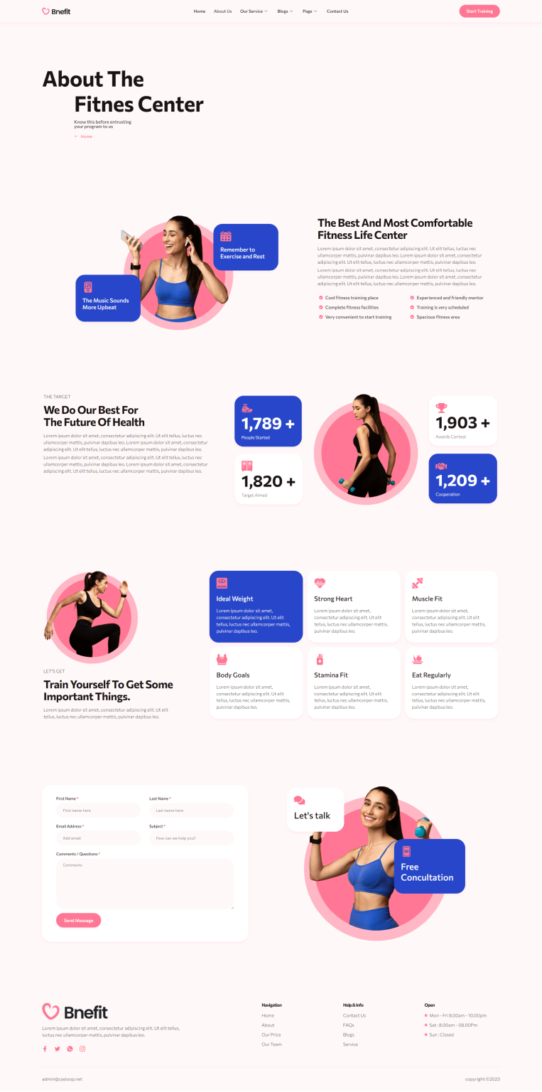 Download Bnefit - Gym & Fitness Center Elementor Template Kit