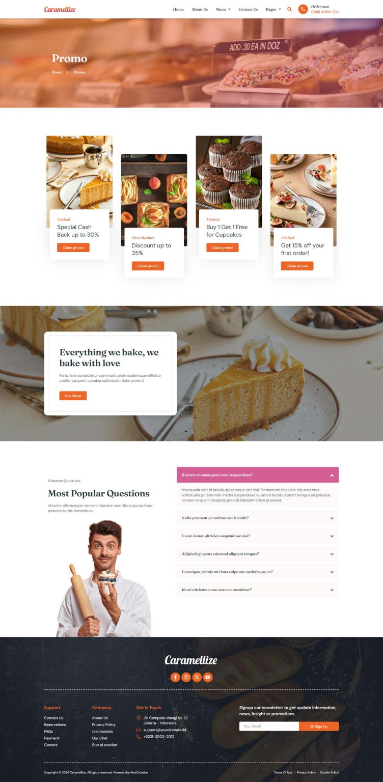 Download Caramellize - Bakery & Pastry Elementor Pro Template Kit