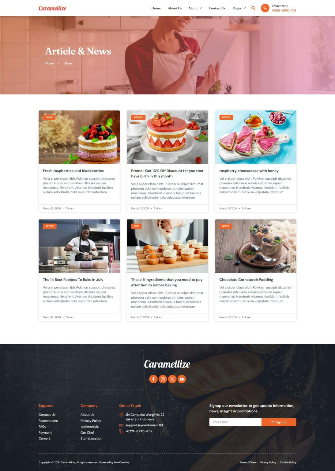 Download Caramellize - Bakery & Pastry Elementor Pro Template Kit