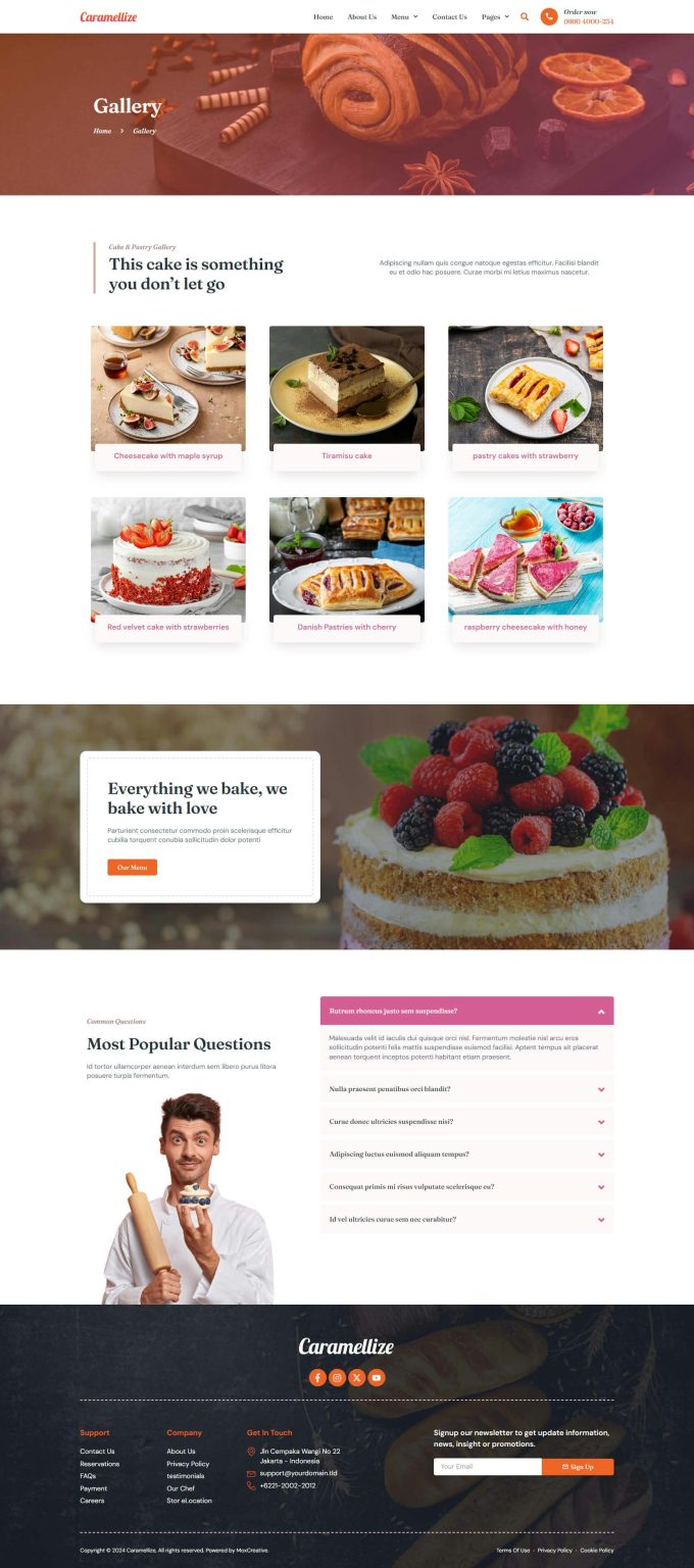 Download Caramellize - Bakery & Pastry Elementor Pro Template Kit