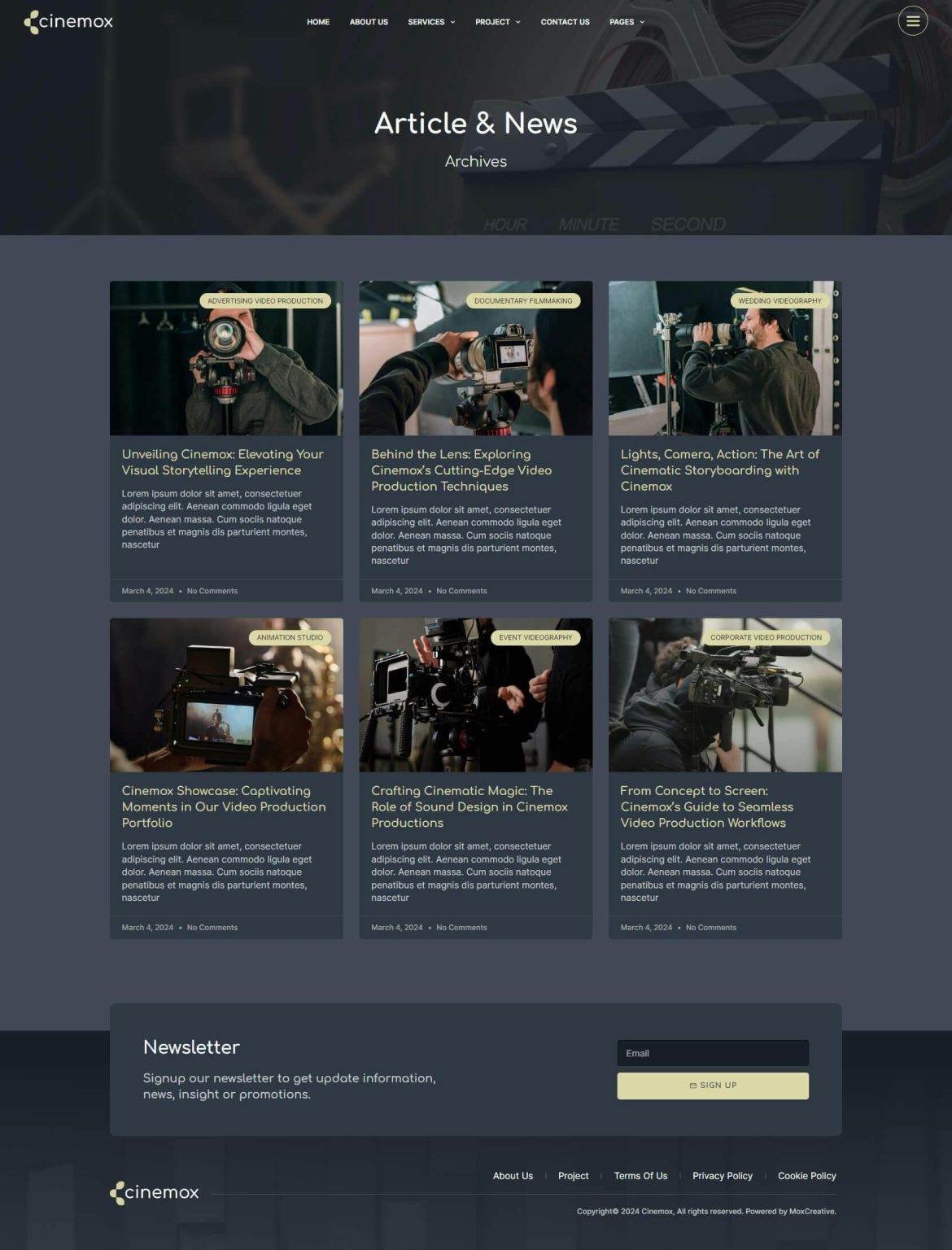 Download Cinemox - Video Production Company Elementor Pro Template Kit