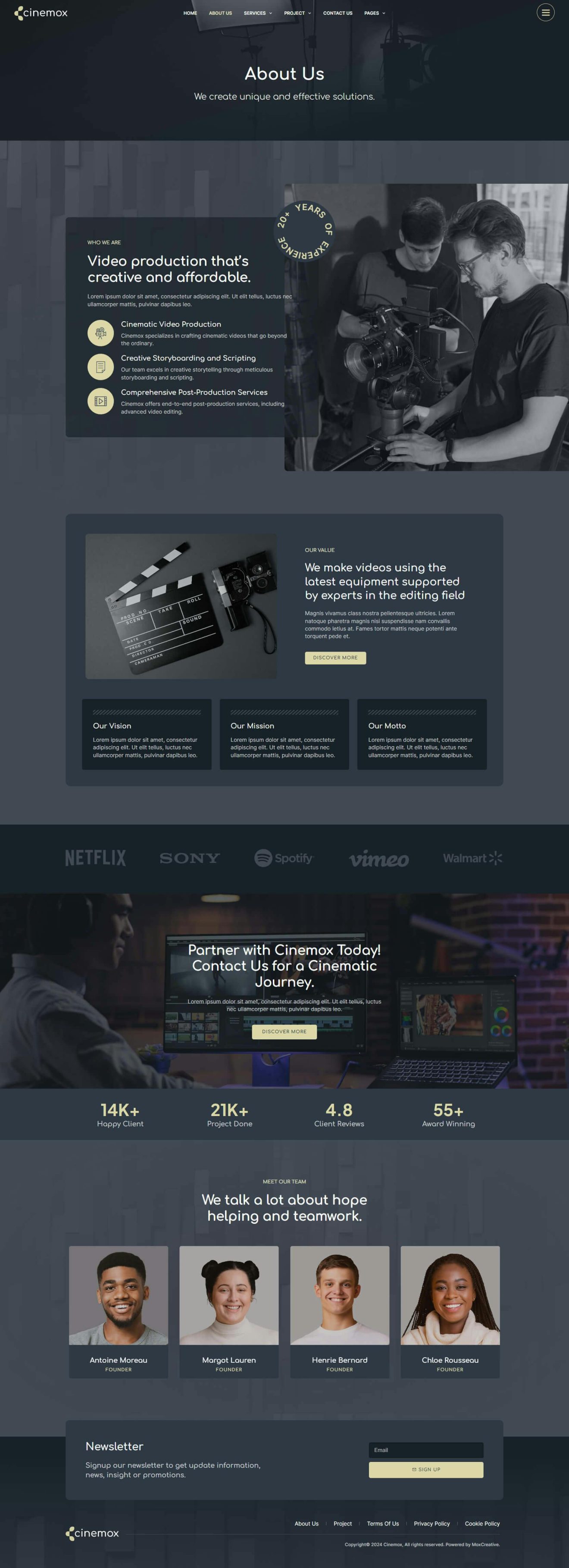 Download Cinemox - Video Production Company Elementor Pro Template Kit