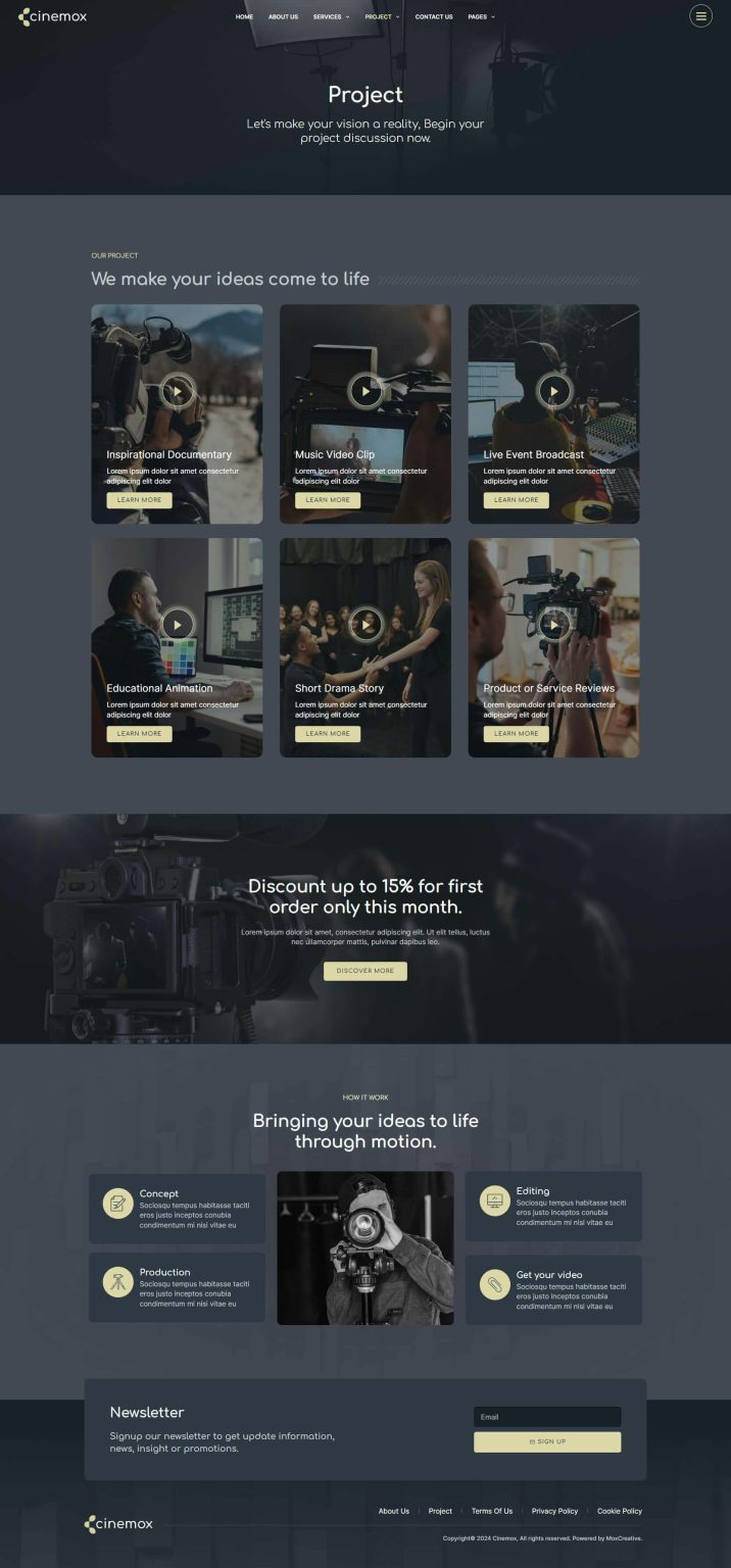 Download Cinemox - Video Production Company Elementor Pro Template Kit