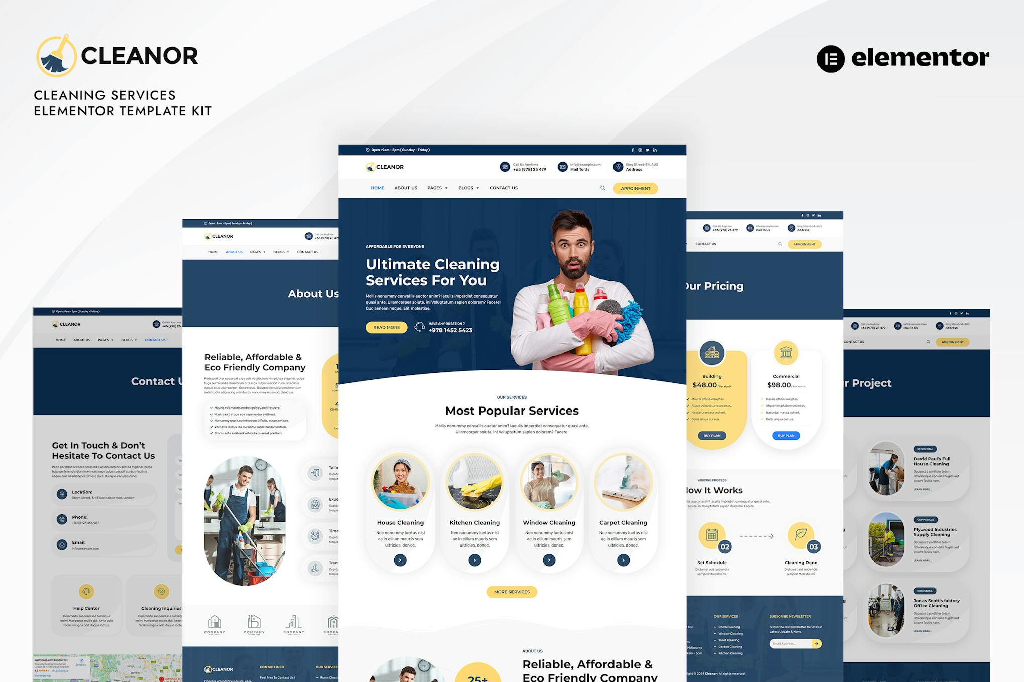 Download Cleanor - Cleaning Services Elementor Pro Template Kit