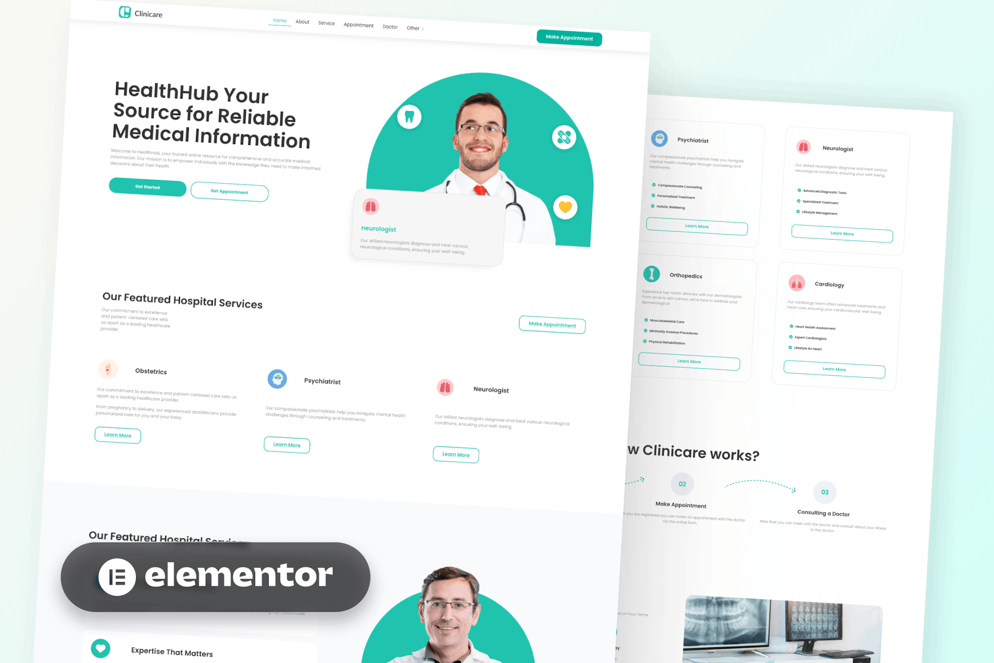 Download Clinicare - Elementor Template Kit Health & Medical Websites