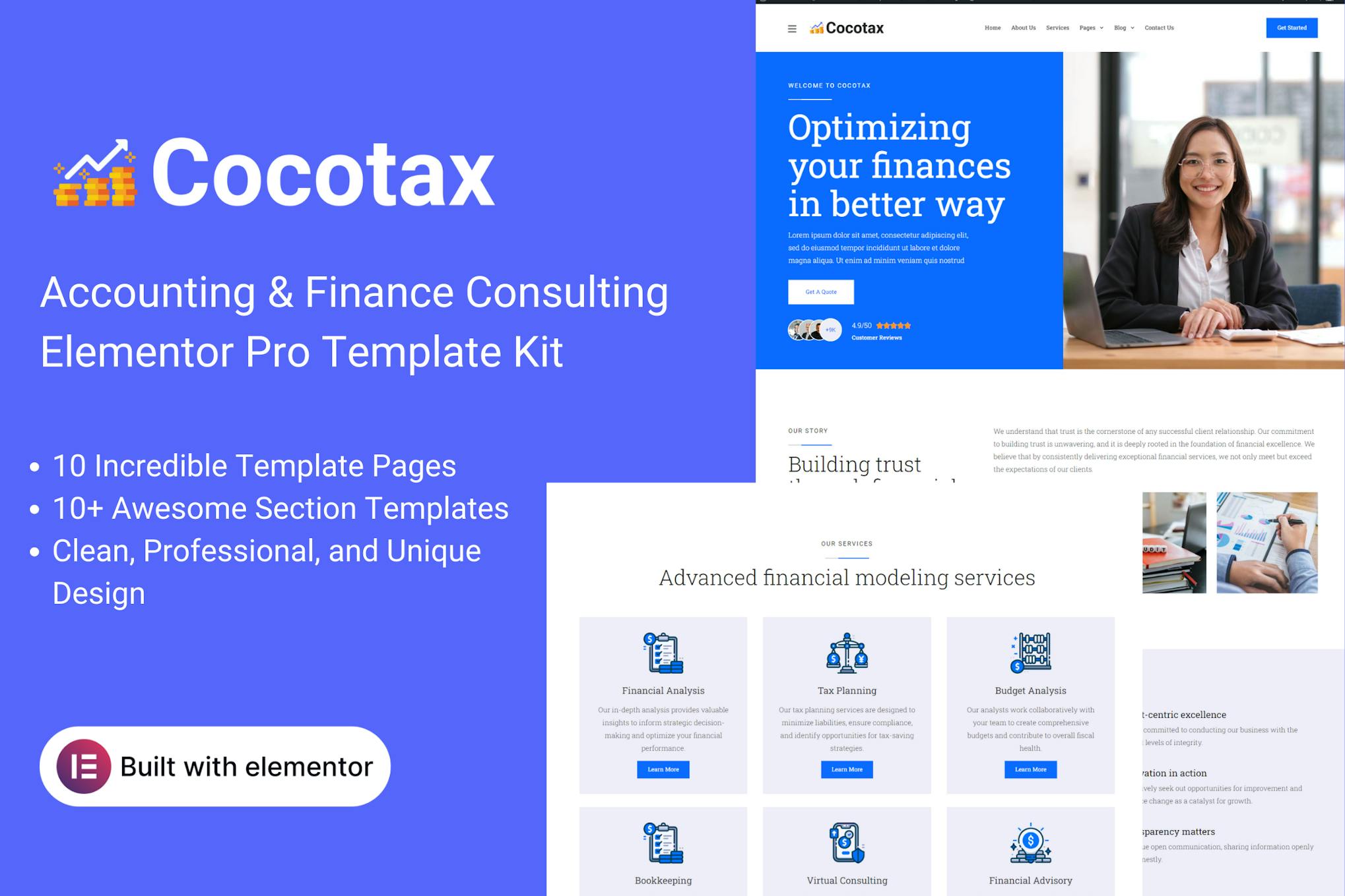 Download Cocotax - Accounting & Finance Consulting Elementor Pro Template Kit