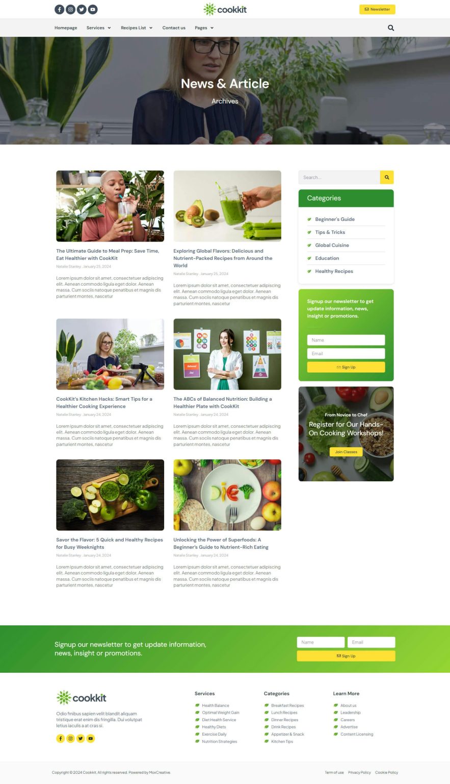 Download Cookkit - Food Recipe & Nutrition Service Elementor Pro Template Kit