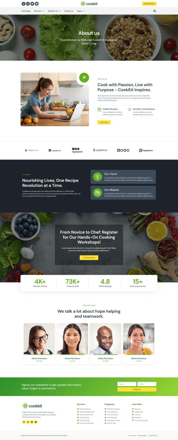 Download Cookkit - Food Recipe & Nutrition Service Elementor Pro Template Kit