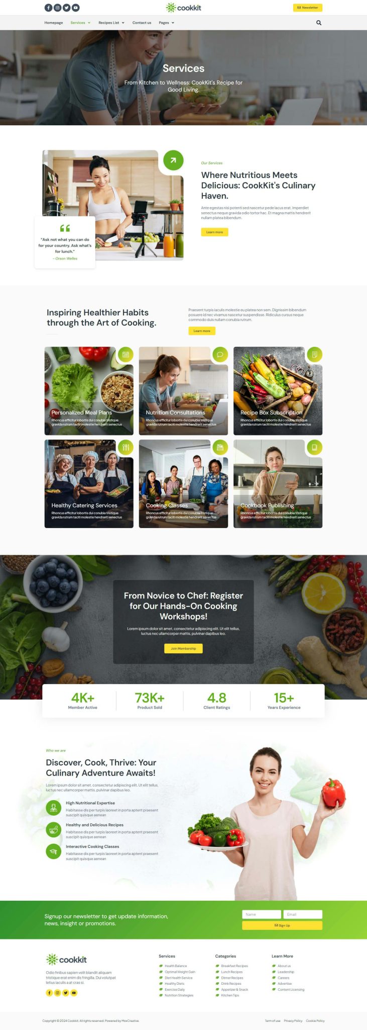 Download Cookkit - Food Recipe & Nutrition Service Elementor Pro Template Kit